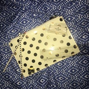 NEW Kate Spade Gold Dots Pencil Pouch Set